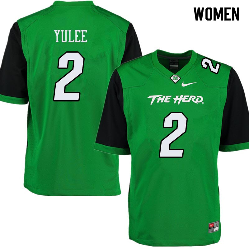 Women #2 Jaquan Yulee Marshall Thundering Herd College Football Jerseys Sale-Green - Click Image to Close